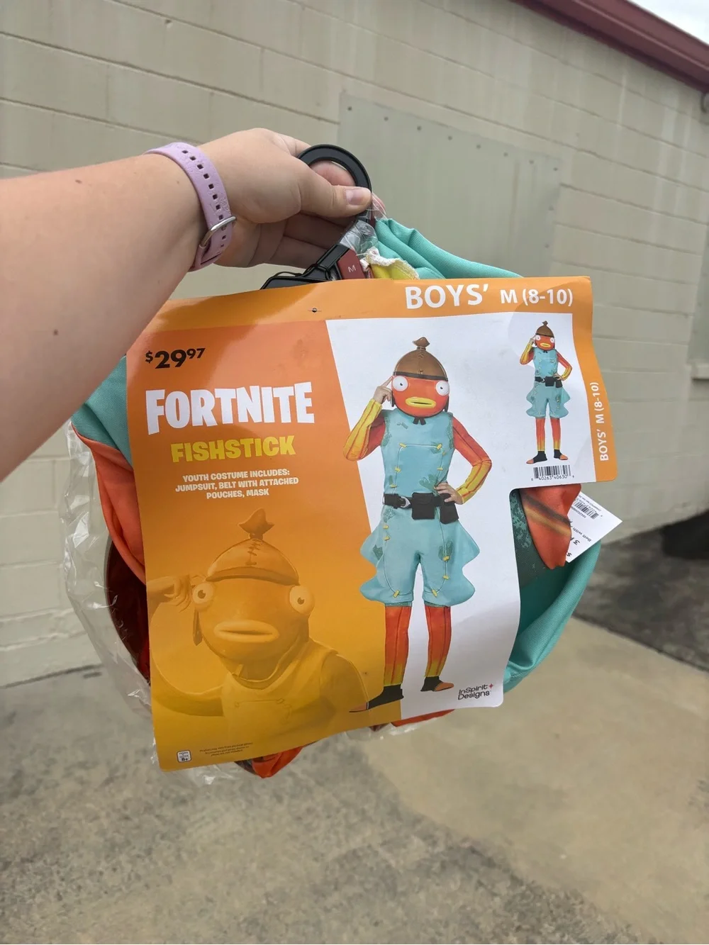 Fortnite Fishstick Boys Costume - Aqua & Orange Size M (8/10)